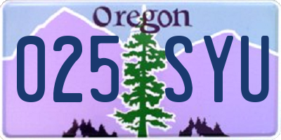 OR license plate 025SYU