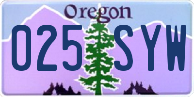 OR license plate 025SYW