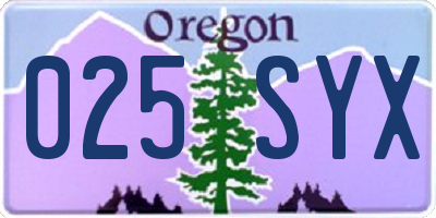 OR license plate 025SYX