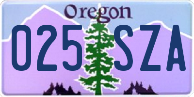 OR license plate 025SZA