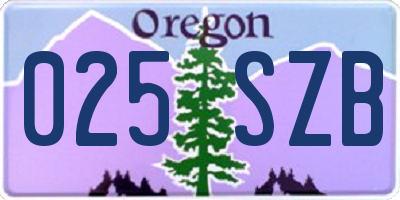 OR license plate 025SZB