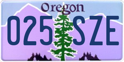 OR license plate 025SZE