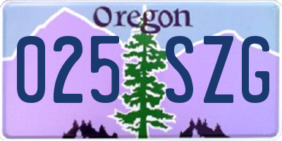 OR license plate 025SZG