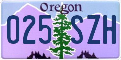 OR license plate 025SZH