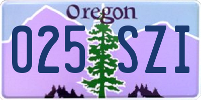OR license plate 025SZI