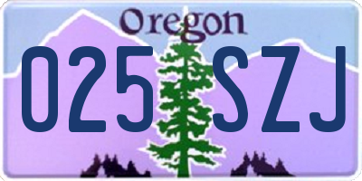 OR license plate 025SZJ
