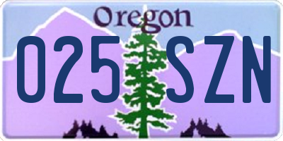 OR license plate 025SZN
