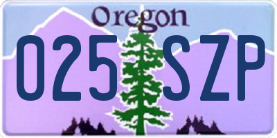 OR license plate 025SZP