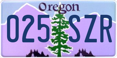 OR license plate 025SZR