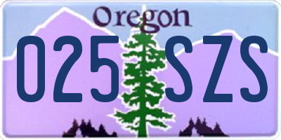 OR license plate 025SZS