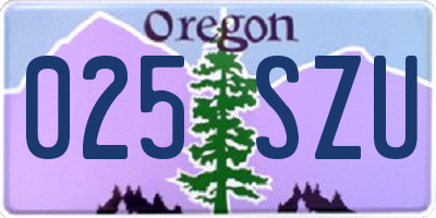 OR license plate 025SZU