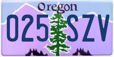 OR license plate 025SZV