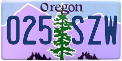 OR license plate 025SZW