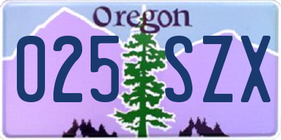 OR license plate 025SZX