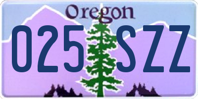 OR license plate 025SZZ