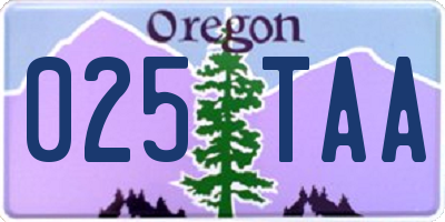 OR license plate 025TAA