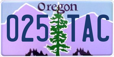 OR license plate 025TAC