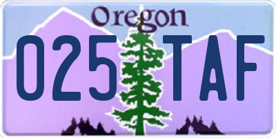 OR license plate 025TAF