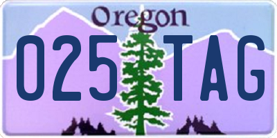 OR license plate 025TAG