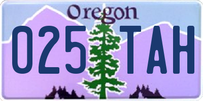 OR license plate 025TAH