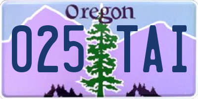 OR license plate 025TAI