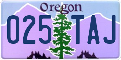 OR license plate 025TAJ