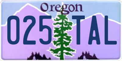 OR license plate 025TAL