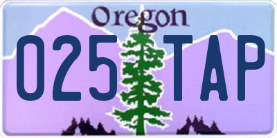 OR license plate 025TAP