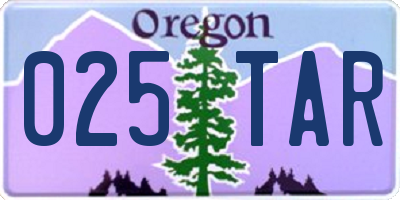 OR license plate 025TAR