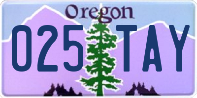 OR license plate 025TAY