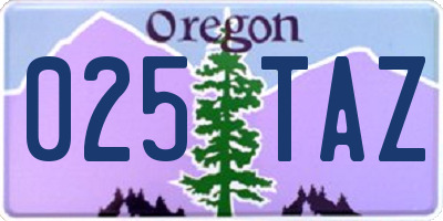 OR license plate 025TAZ