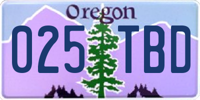 OR license plate 025TBD