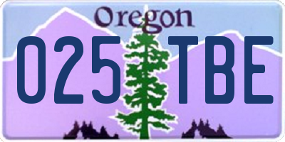 OR license plate 025TBE