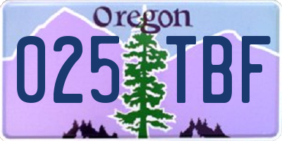 OR license plate 025TBF