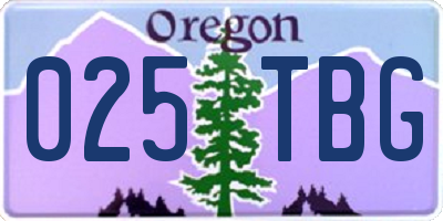 OR license plate 025TBG