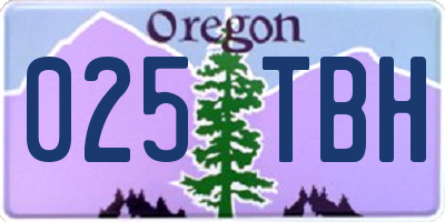 OR license plate 025TBH