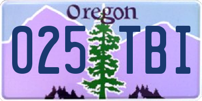 OR license plate 025TBI