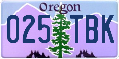 OR license plate 025TBK