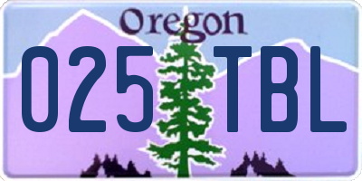 OR license plate 025TBL