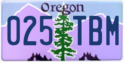 OR license plate 025TBM