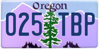 OR license plate 025TBP