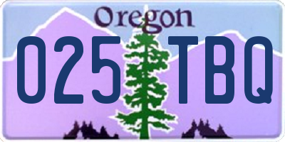 OR license plate 025TBQ