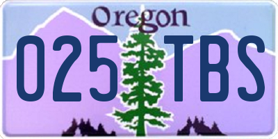 OR license plate 025TBS