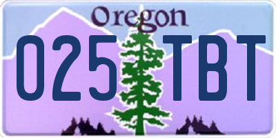 OR license plate 025TBT