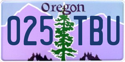 OR license plate 025TBU
