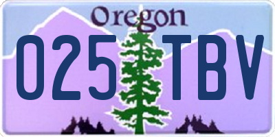 OR license plate 025TBV