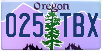 OR license plate 025TBX