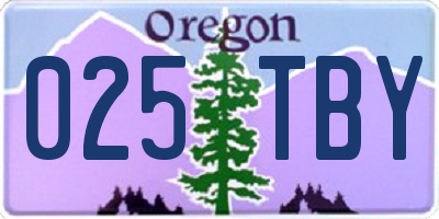OR license plate 025TBY