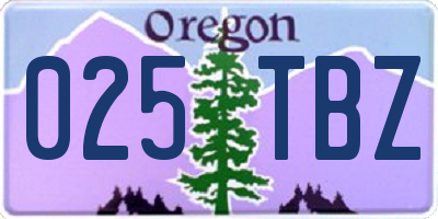 OR license plate 025TBZ