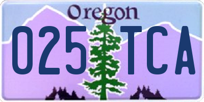 OR license plate 025TCA